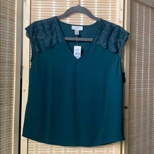 ❤️ NWT LOFT petite lace shirt sleeve blouse